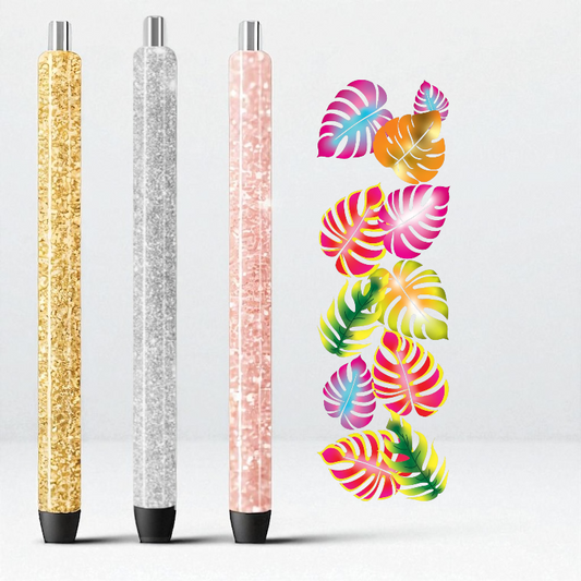 Colorful Monstera Leaves UV DTF Pen Wrap