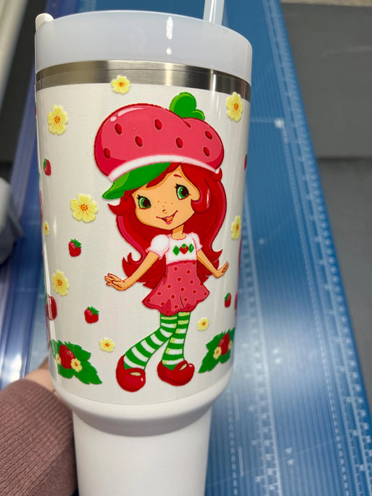11P 40 OZ New Strawberry UV DTF Wrap
