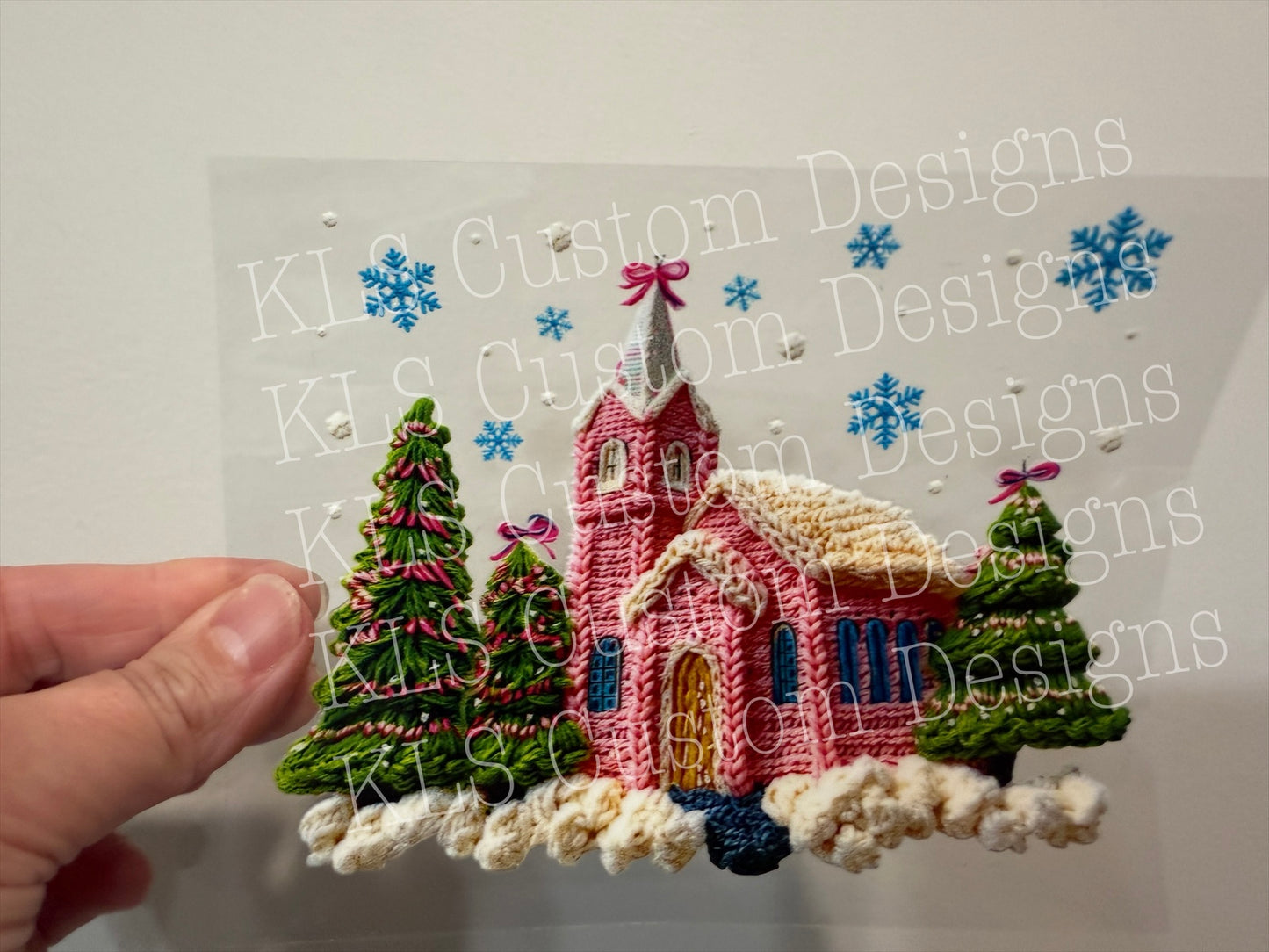 22P Yarn Church Scene 4” Tall Decal
