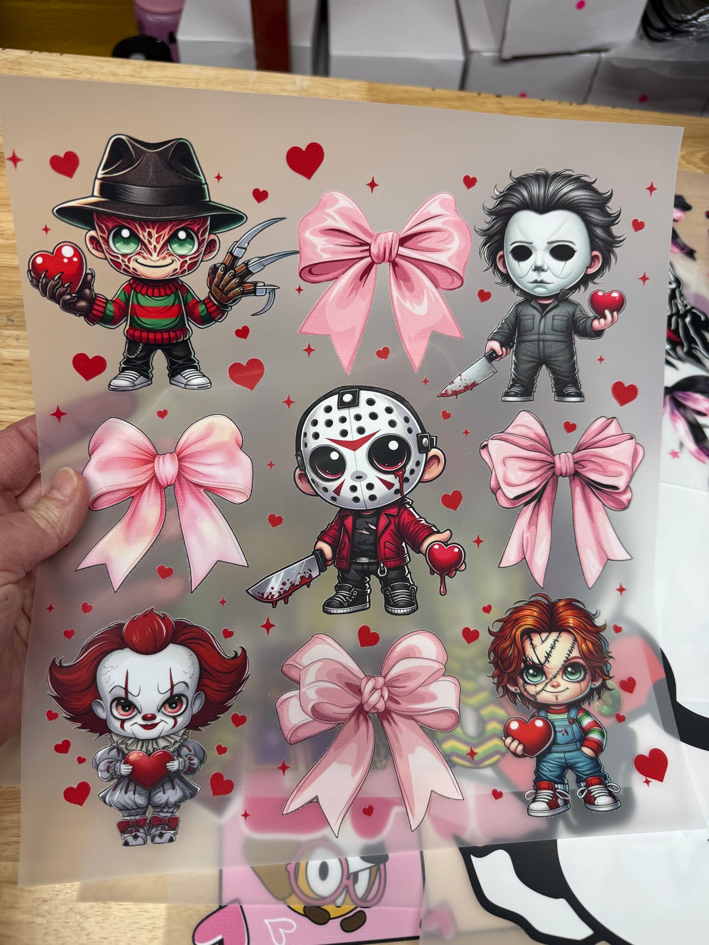 Valentine Horror Bows Ready To Press DTF Print
