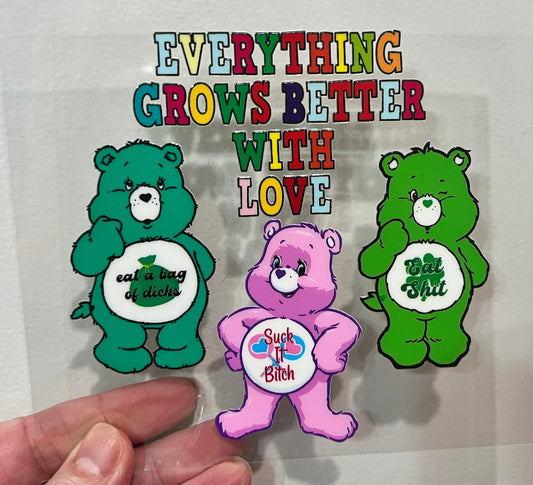 10Y Swear Bears Grow With Love 4” Tall UV DTF Decal