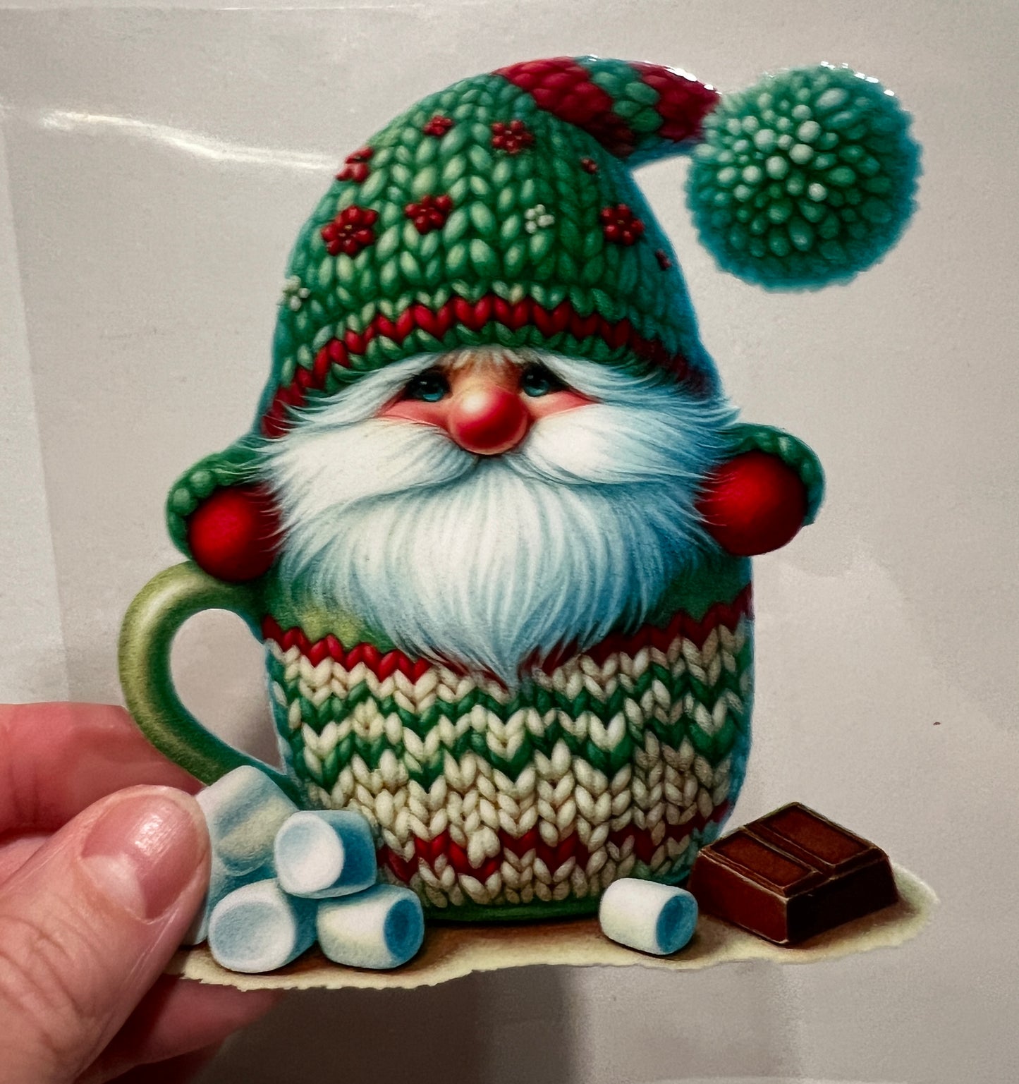 17B Christmas Gnome In Mug 4” Tall UV DTF Decal