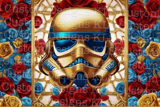 Blue Gold Space Helmet 20 Oz Skinny Permanent Vinyl