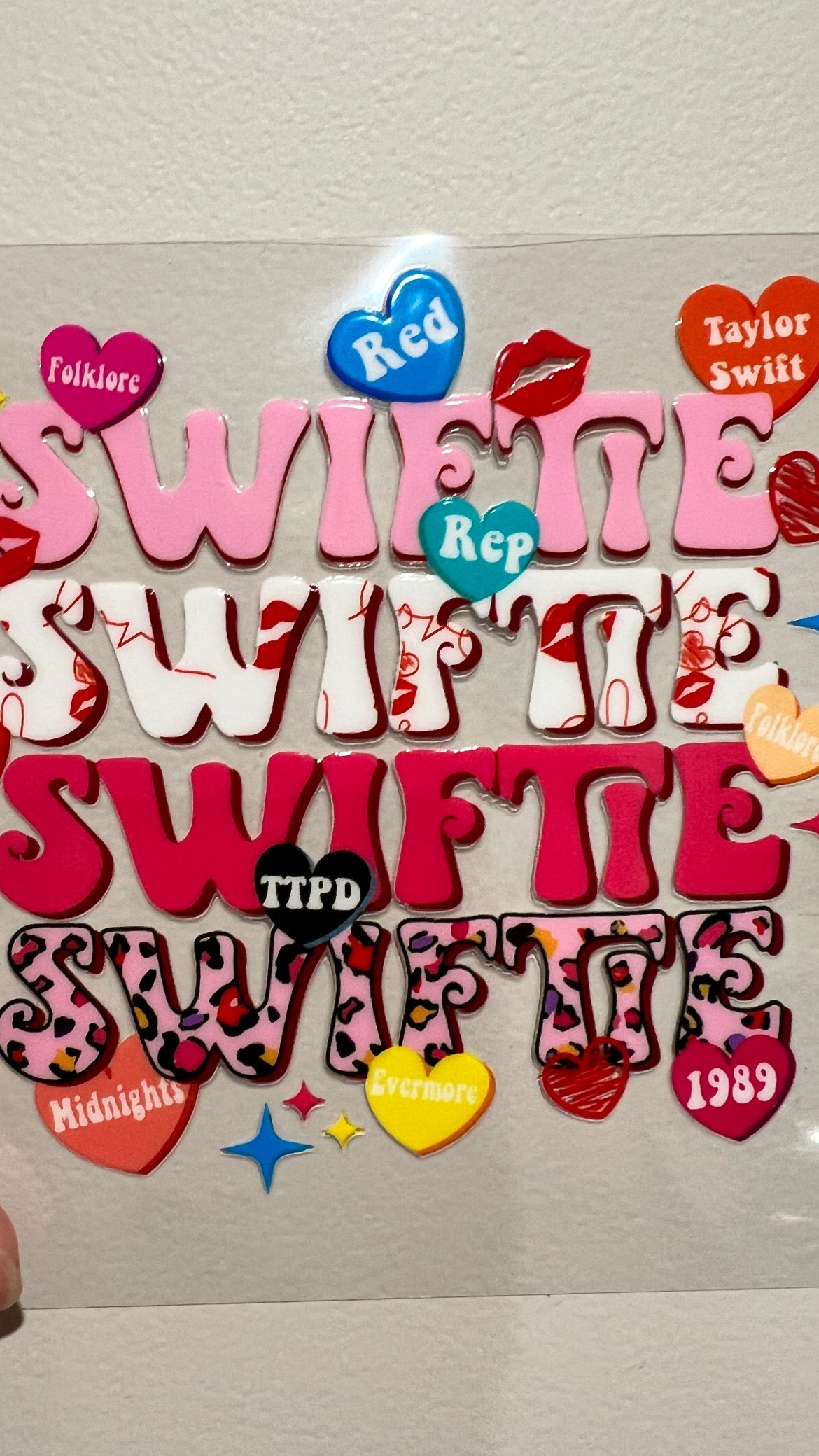 11B Swiftie Hearts 4” Tall UV DTF Decal