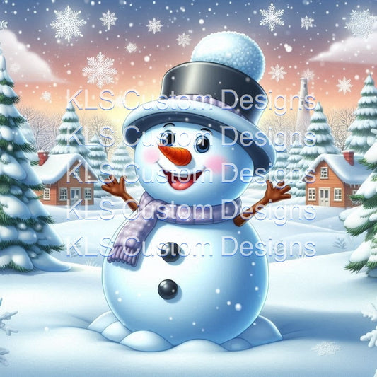 Cute Snowman Tophat Digital Download