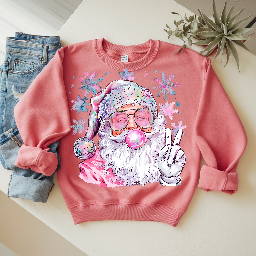 Bubblegum Sparkle Santa Ready To Press DTF Print