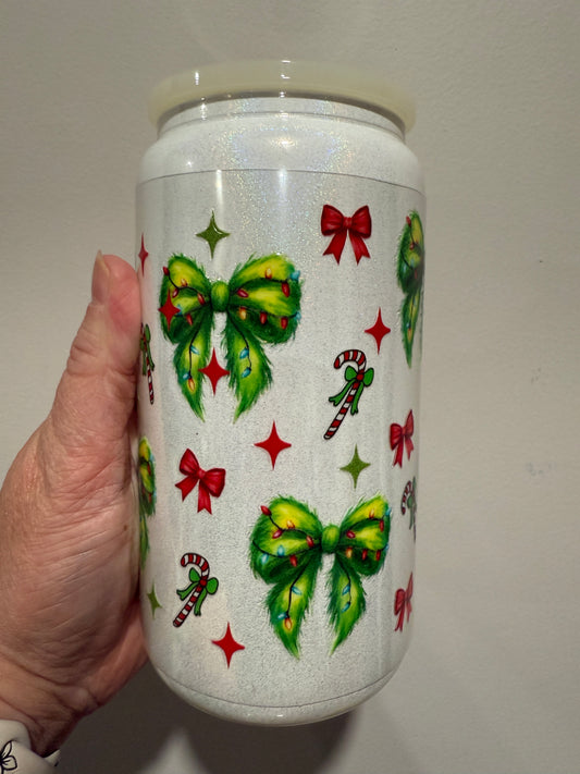 14G Green Furry Bows Christmas UV DTF Wrap