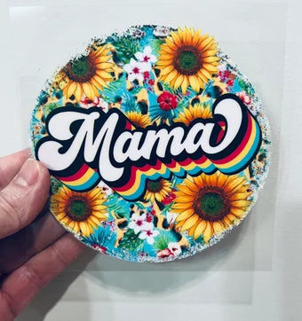 7G Mama Retro Sunflowers  4” Tall Decal