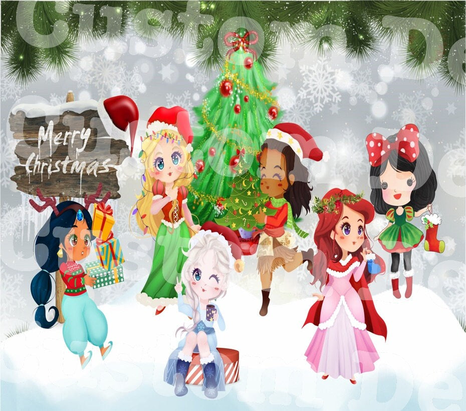 Merry Christmas Cartoon  20 Oz Skinny Permanent Vinyl