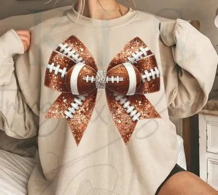 Sparkle Football Coquette Bow Ready To Press DTF Print