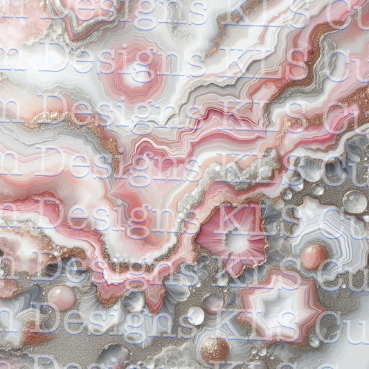 Pink Silver And White Geode 20 Oz Skinny Permanent Vinyl