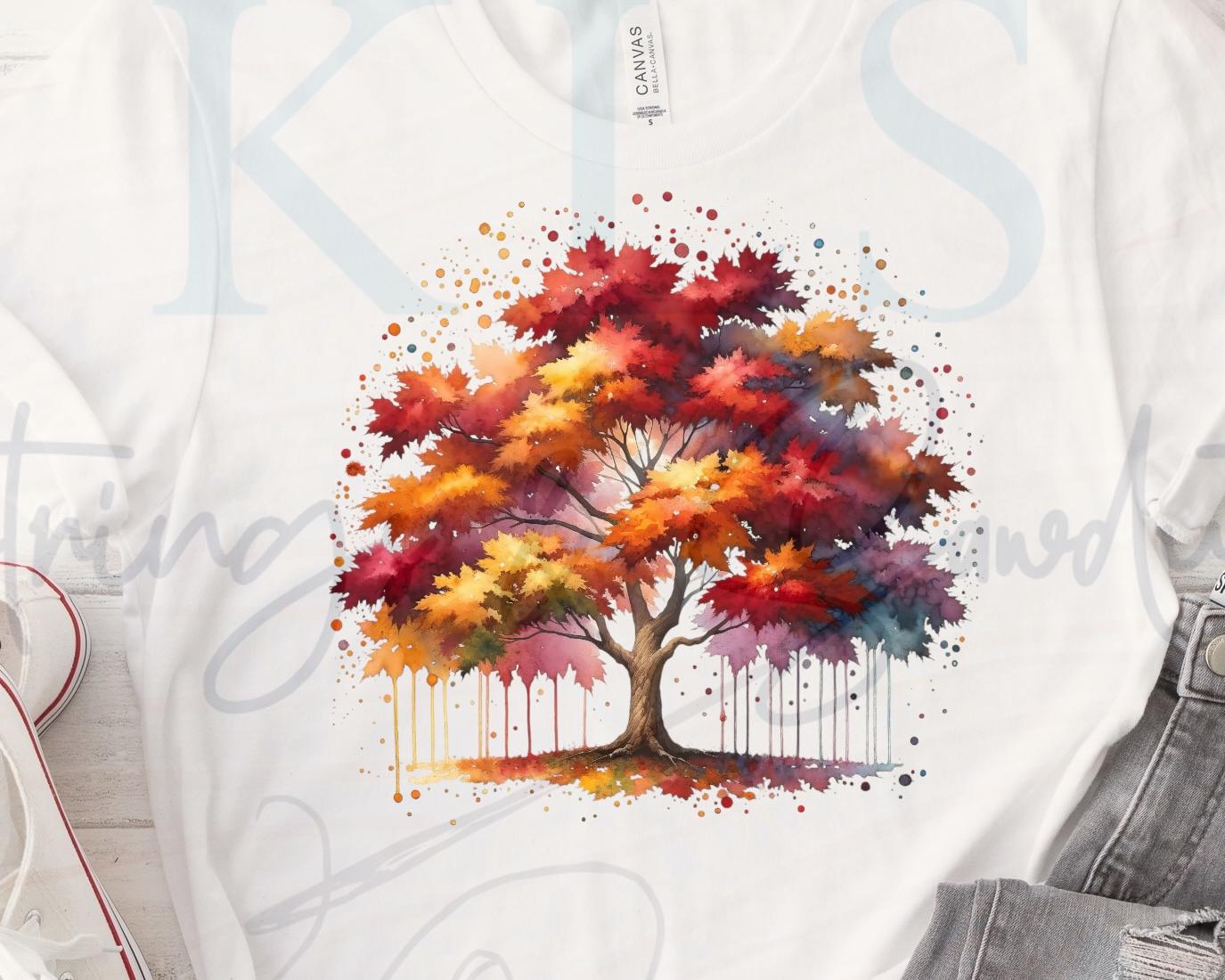 Watercolor Fall Tree Ready To Press DTF Print