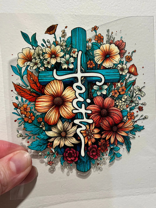 2P Faith Cross 4” Tall UV DTF Decal