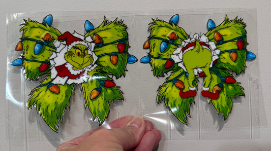 14Y Grouch Furry Bows Front And Back UV DTF Wrap Libbey