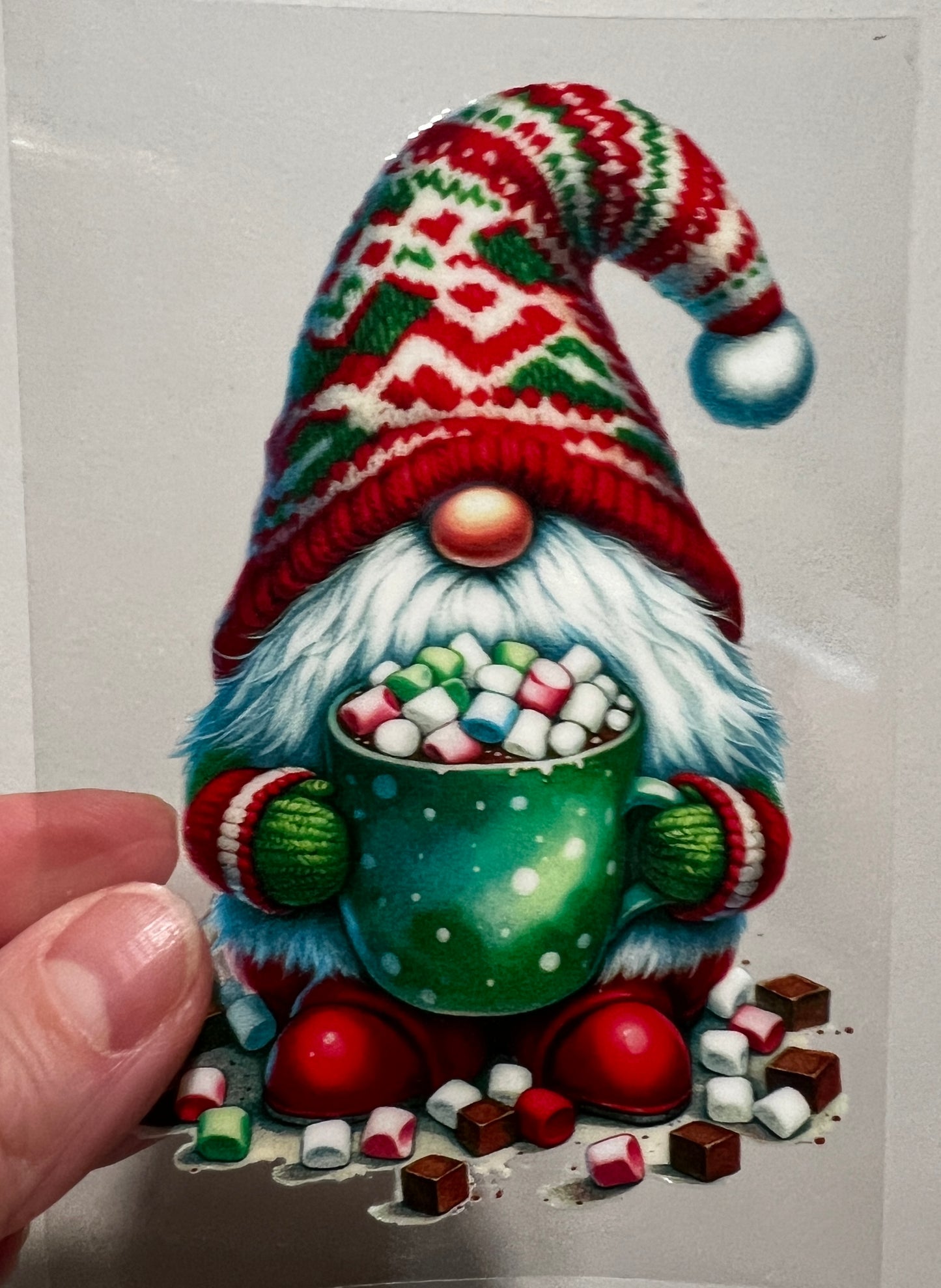 17B Christmas Gnome In Mug 4” Tall UV DTF Decal