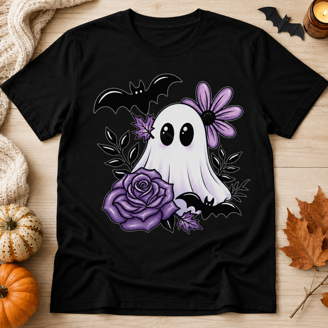 Ghost Roses w/ Bats Ready To Press DTF Print