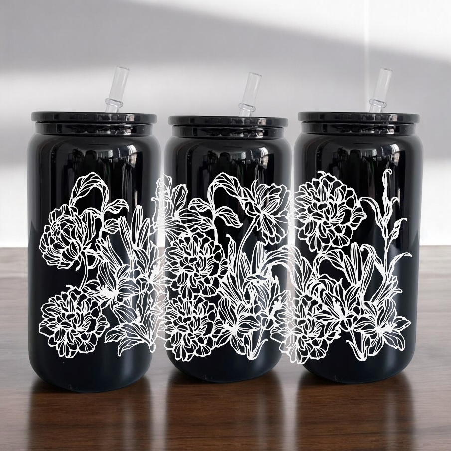 Intricate Floral Libbey UV DTF Wrap