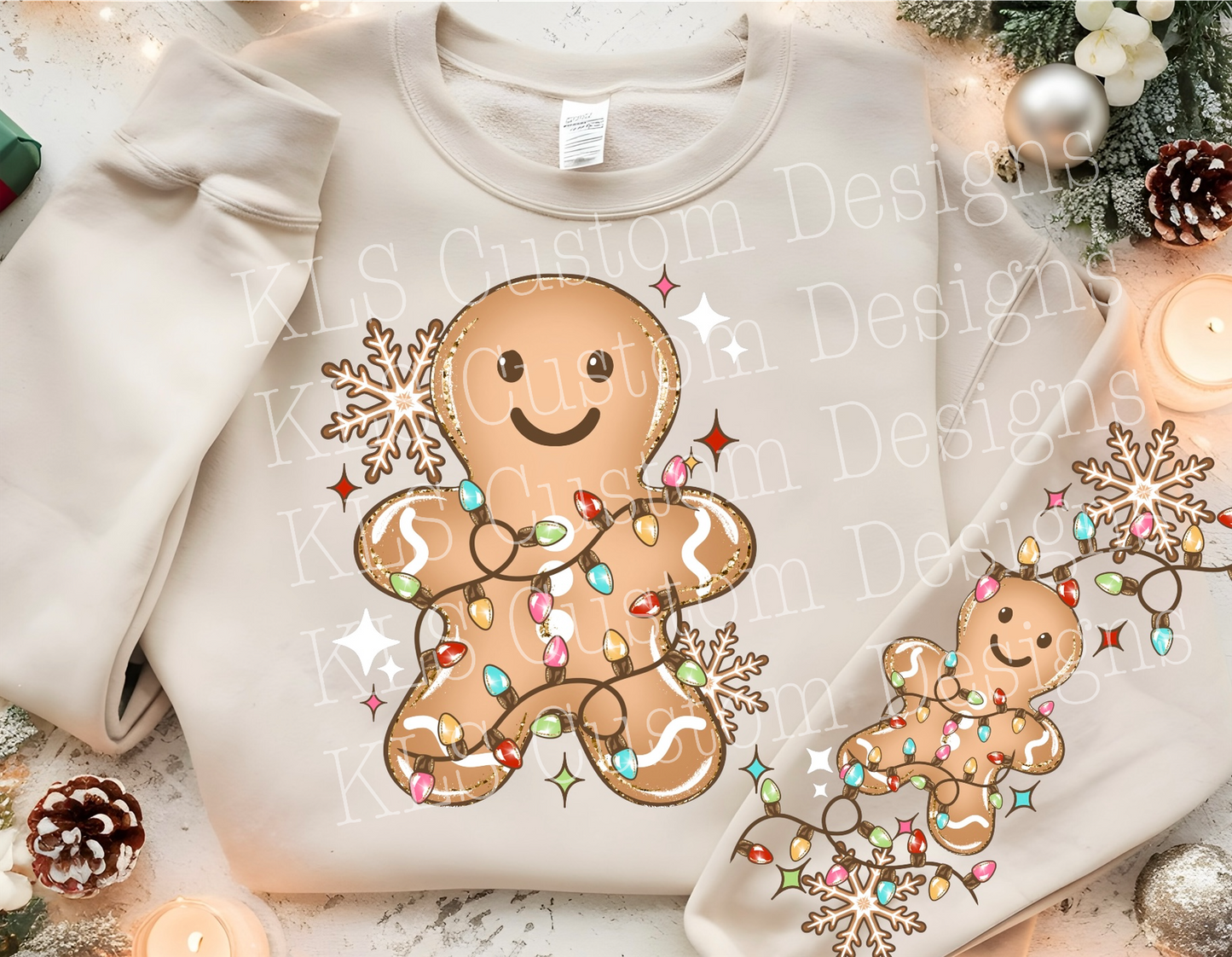 Gingerbread Lights Ready To Press DTF Print (must be on white shirt)
