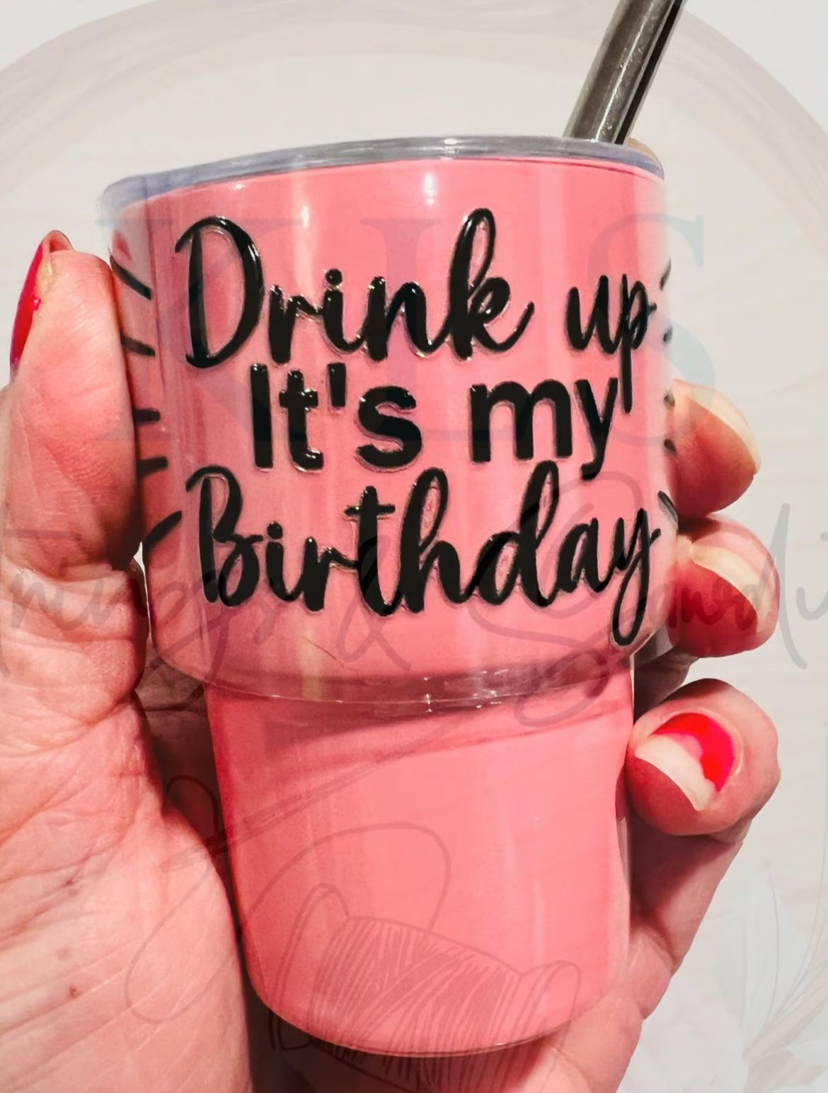 Mini Drink Up It’s My Birthday 1.4” Tall UV DTF Decal