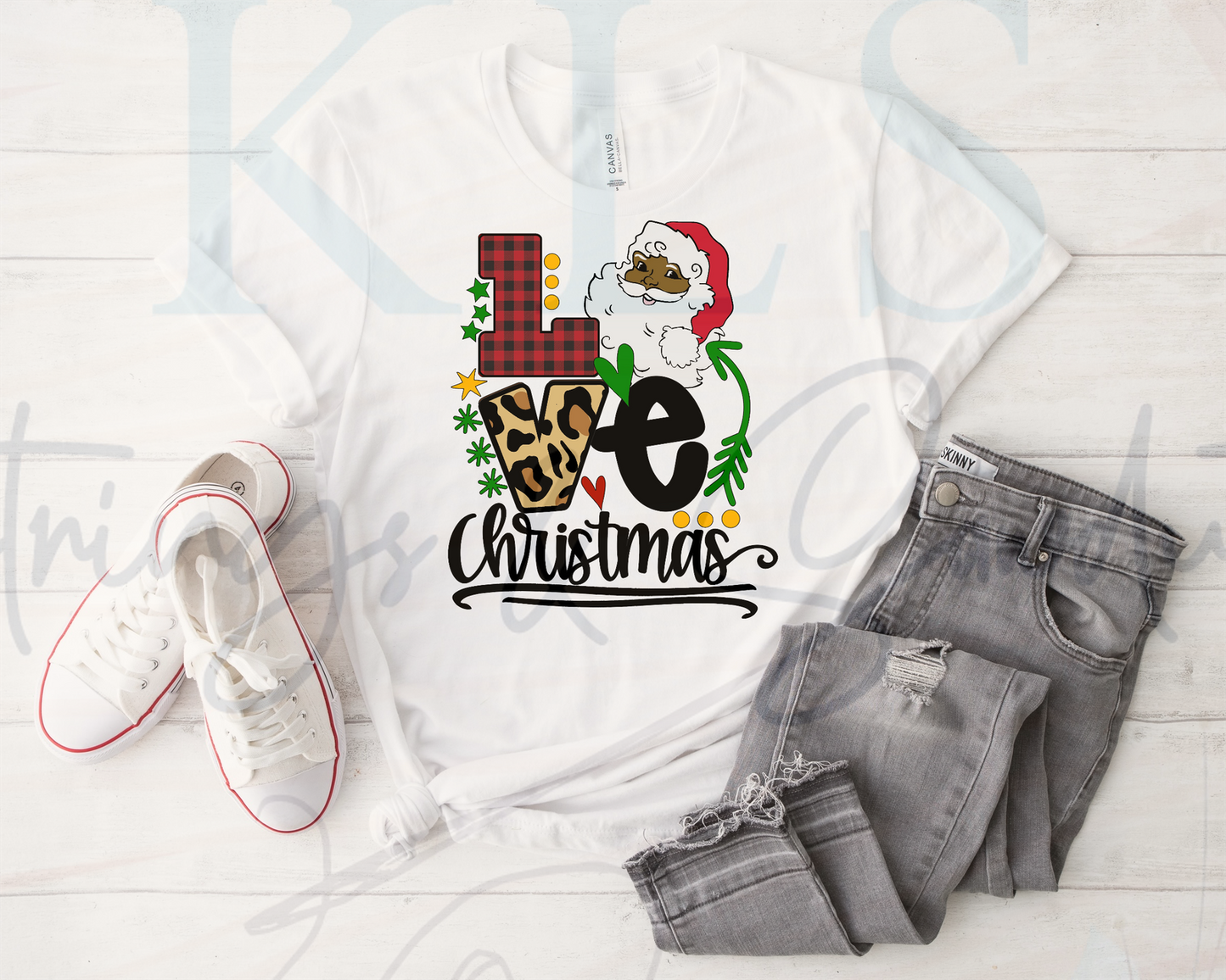 Love Christmas Black Santa Ready To Press DTF Print