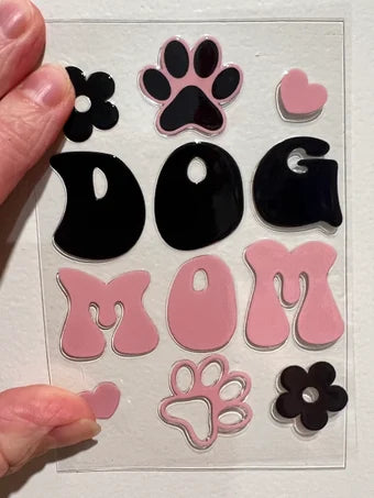 2Y Dog Mom Paw Prints 4” Tall UV DTF Decal