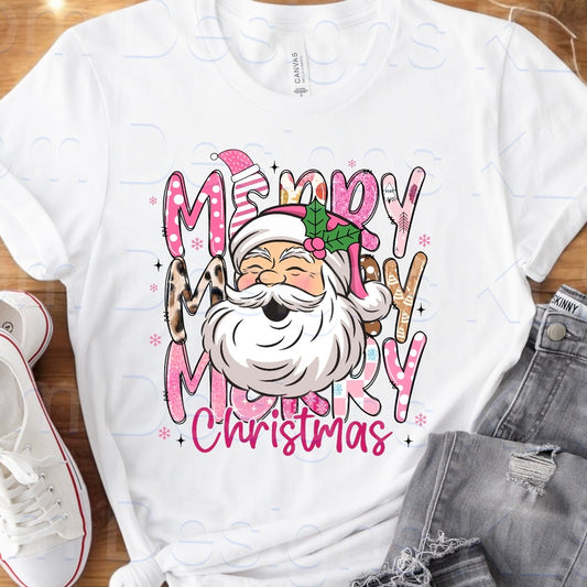 Pink Santa Christmas Ready To Press DTF Print