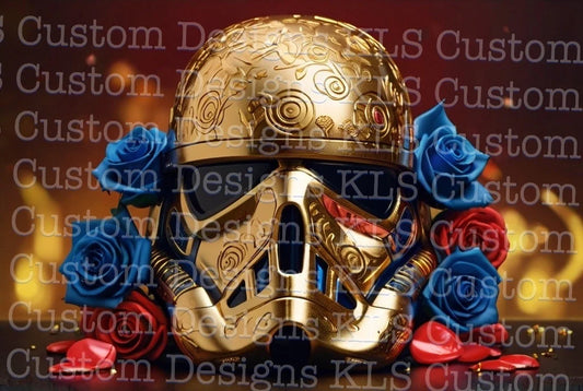 Gold Space Helmet 20 Oz Skinny Permanent Vinyl