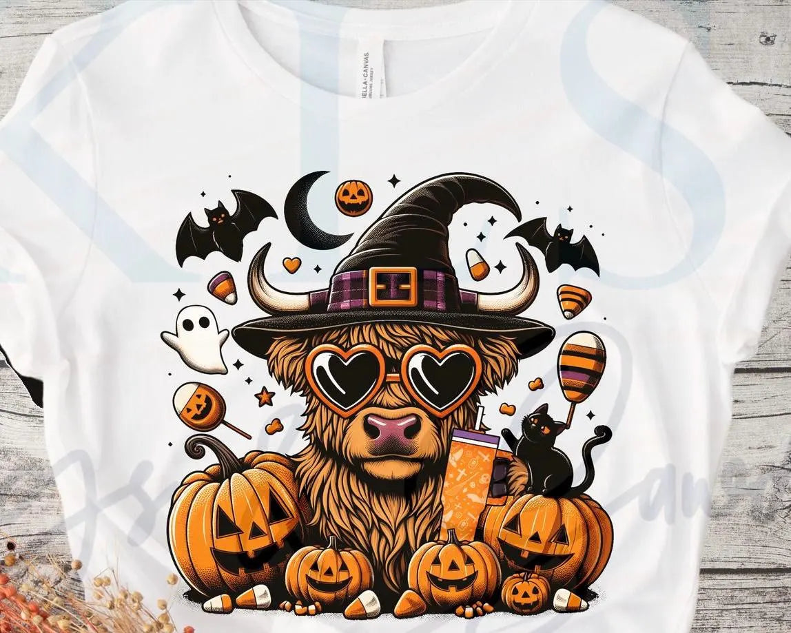 Highland Cow Halloween Ready To Press DTF Print