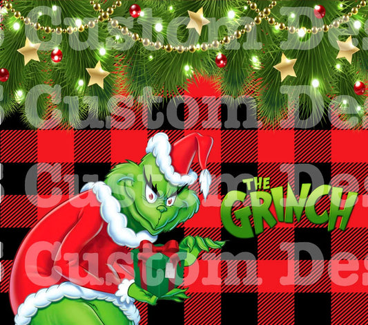 Christmas Wreath Sneaking Grouch 20 Oz Skinny Permanent Vinyl