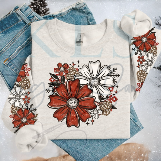 Winter Floral With Sleeves Ready To Press DTF Print