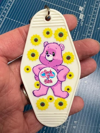 Keychain Suck It Bitch Swear Bear UV DTF Decal
