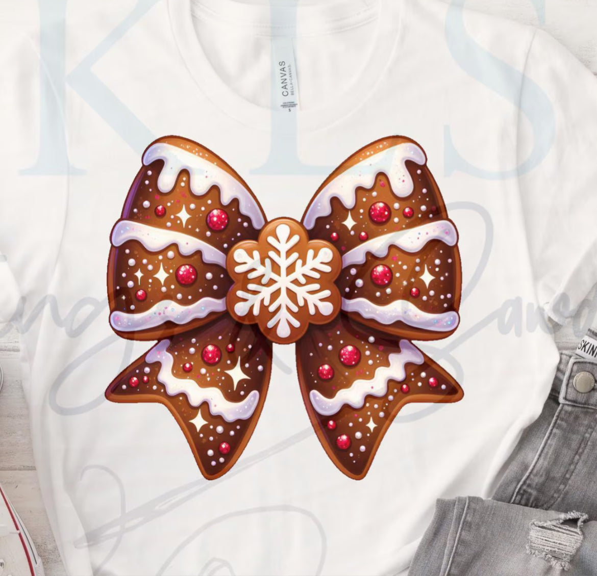 Gingerbread Coquette Bow Gumdrop Christmas DTF Ready To Press