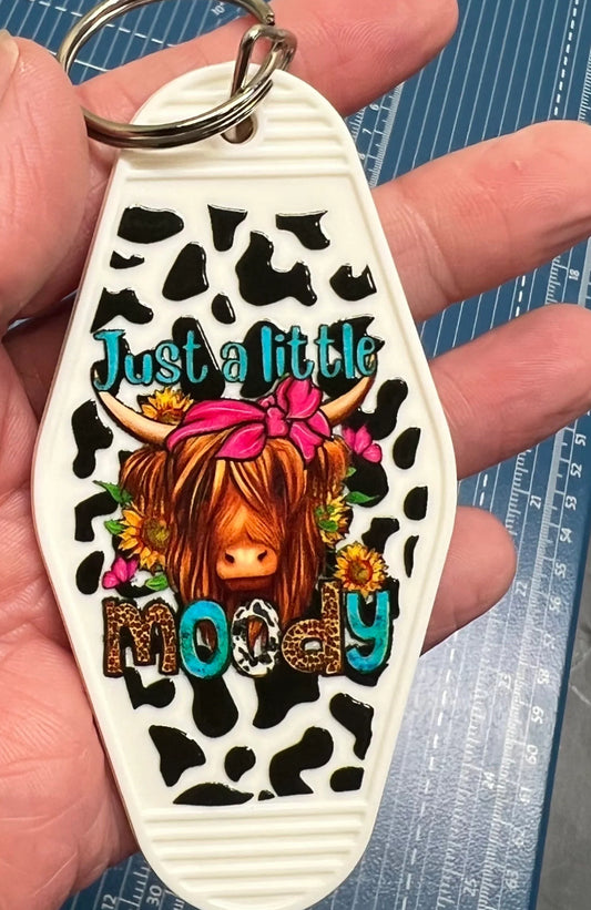 Keychain Just A Little Moody Cow UV DTF Decal