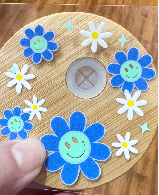 Blue Happy Daisies Cup Topper