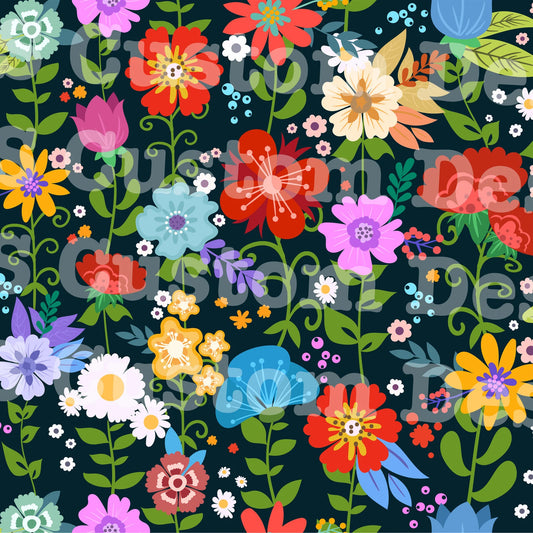 Colorful Flowers 20 Oz Skinny Permanent Vinyl