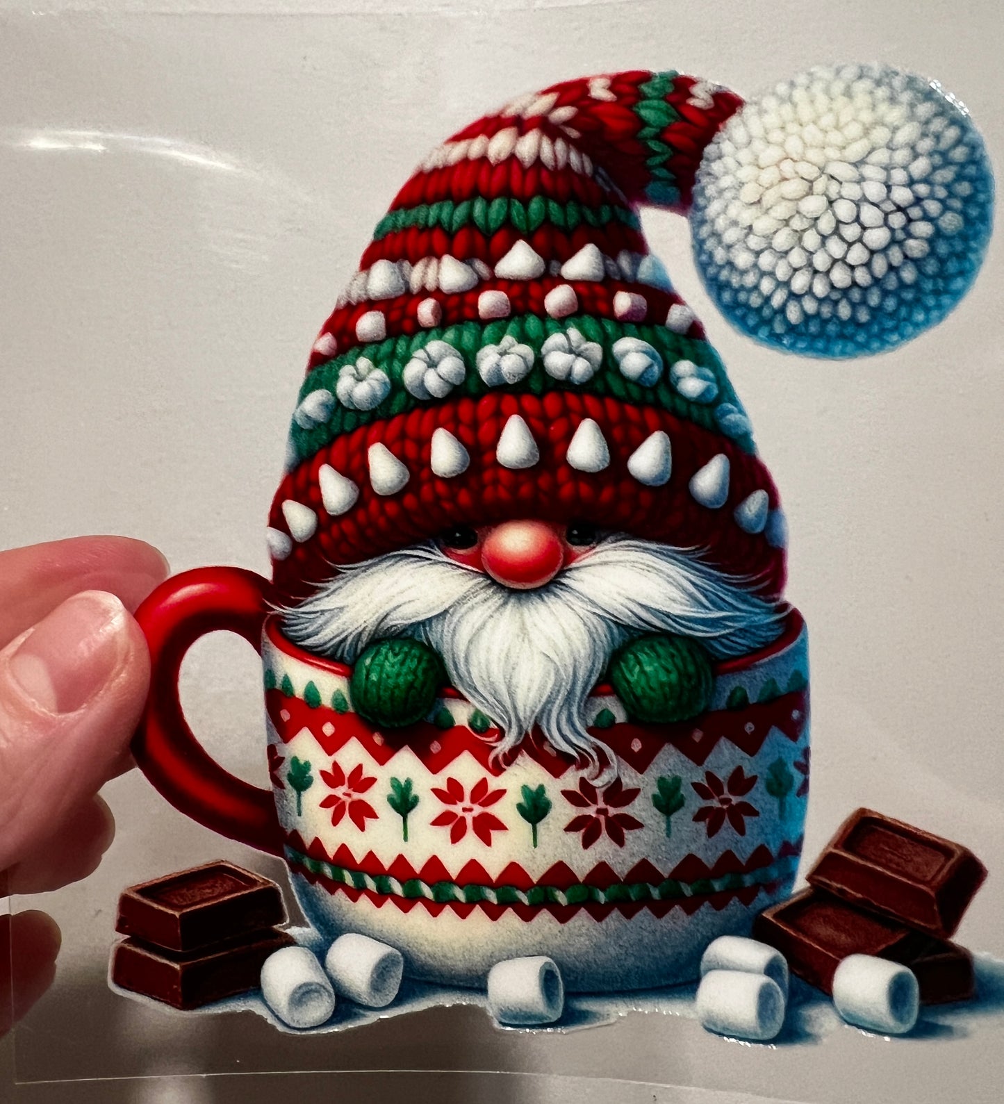 17B Christmas Gnome In Mug 4” Tall UV DTF Decal