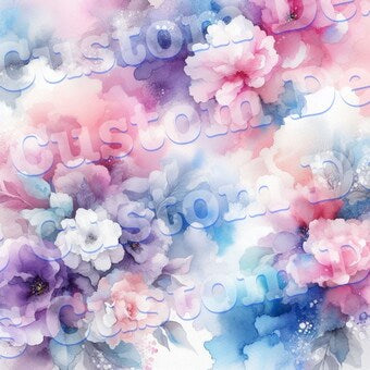 Floral Pastel Watercolor Pink Purple Blue 20 Oz Skinny Permanent Vinyl