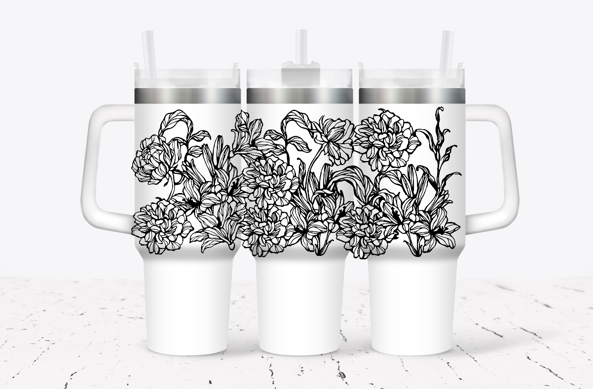 40 Ounce Intricate Floral UV DTF Wrap