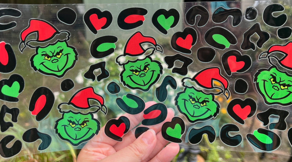 5Y 40 Ounce Christmas Cheetah 2 Piece UV DTF Wrap
