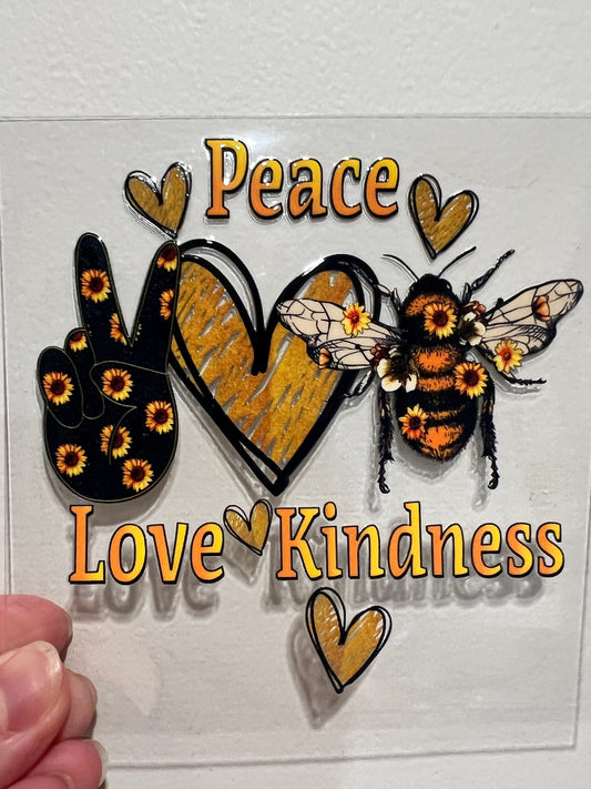 9P Peace Love Kindness 4” Tall UV DTF Decal