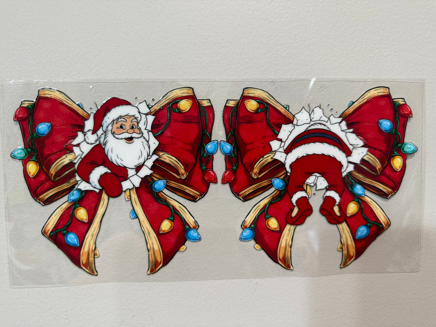 14Y Santa Coquette Bows Front & Back UV DTF Wrap Libbey