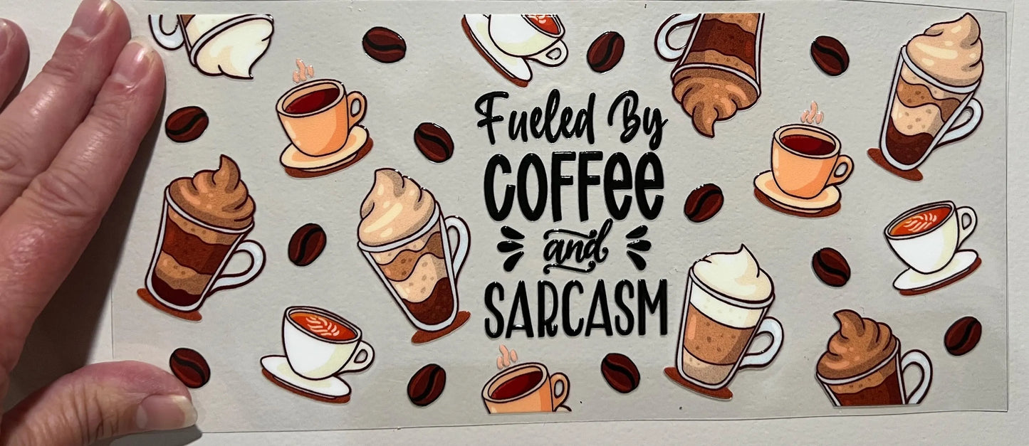 B2 Fueled By Coffee And Sarcasm UV DTF Wrap