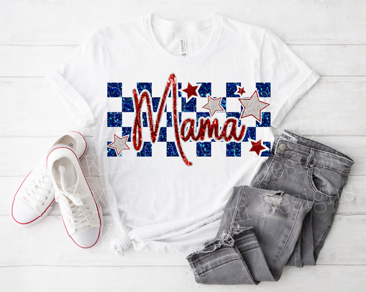 Faux Glitter Patriotic Mama Ready To Press DTF Print