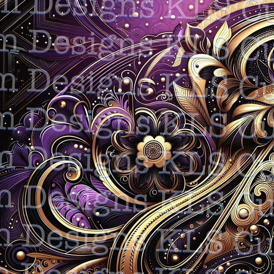 Paisley Purple Gold Black 20 Oz Skinny Permanent Vinyl