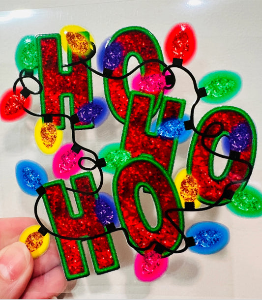 14P Ho Ho Ho Christmas Lights 4” Tall UV DTF Decal