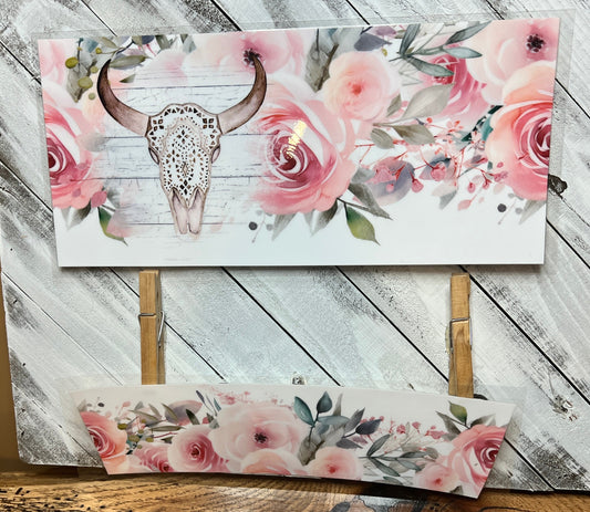 10B 40 Ounce 2 Piece Cow Head Floral UV DTF Wrap