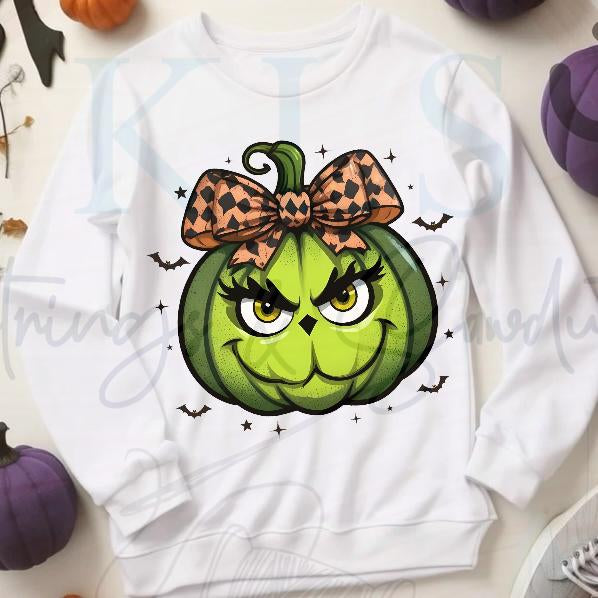 Green Pumpkin Bow Ready To Press DTF Print