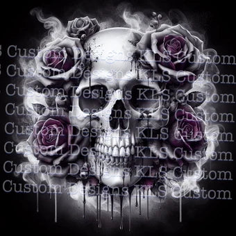 Dripping Skull Purple Flowers 20 Oz Skinny Permanent Vinyl