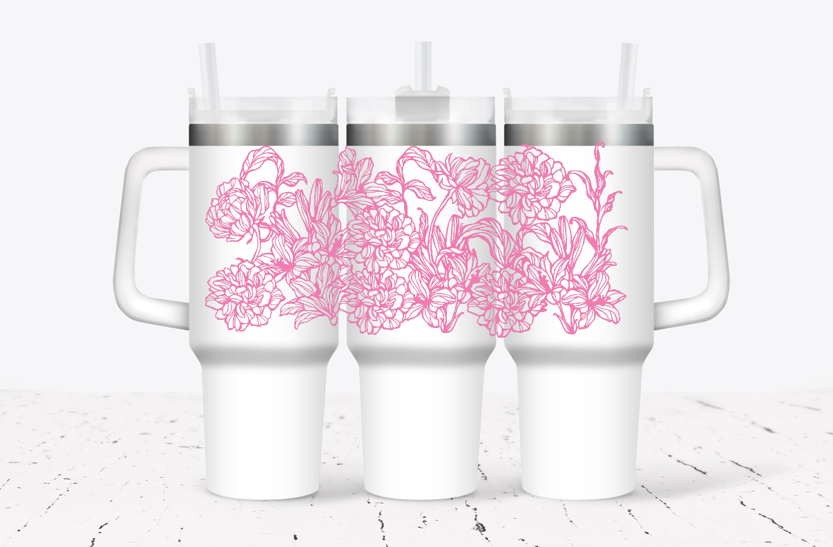 40 Ounce Intricate Floral UV DTF Wrap