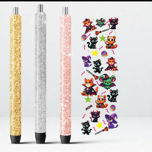 9P Cute Ghosts & Goblins Kitties UV DTF Pen Wrap
